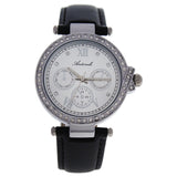 AL051907 Silver/Black Leather Strap Watch by Antoneli for Women 1 Pc Watch