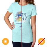 Junior Crew Tee Watercolor DolphinsIce Blue by DelSol for Women 1 Pc TShirt (XL)