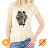Women Crew Tee Ornate Owl Grey by DelSol for Women 1 Pc TShirt (Medium)