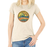 Women Crew Tee Waves and Rays Beige by DelSol for Women 1 Pc TShirt (Small)