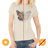 Women Crew Tee Butterfly Floral Beige by DelSol for Women 1 Pc TShirt (Small)