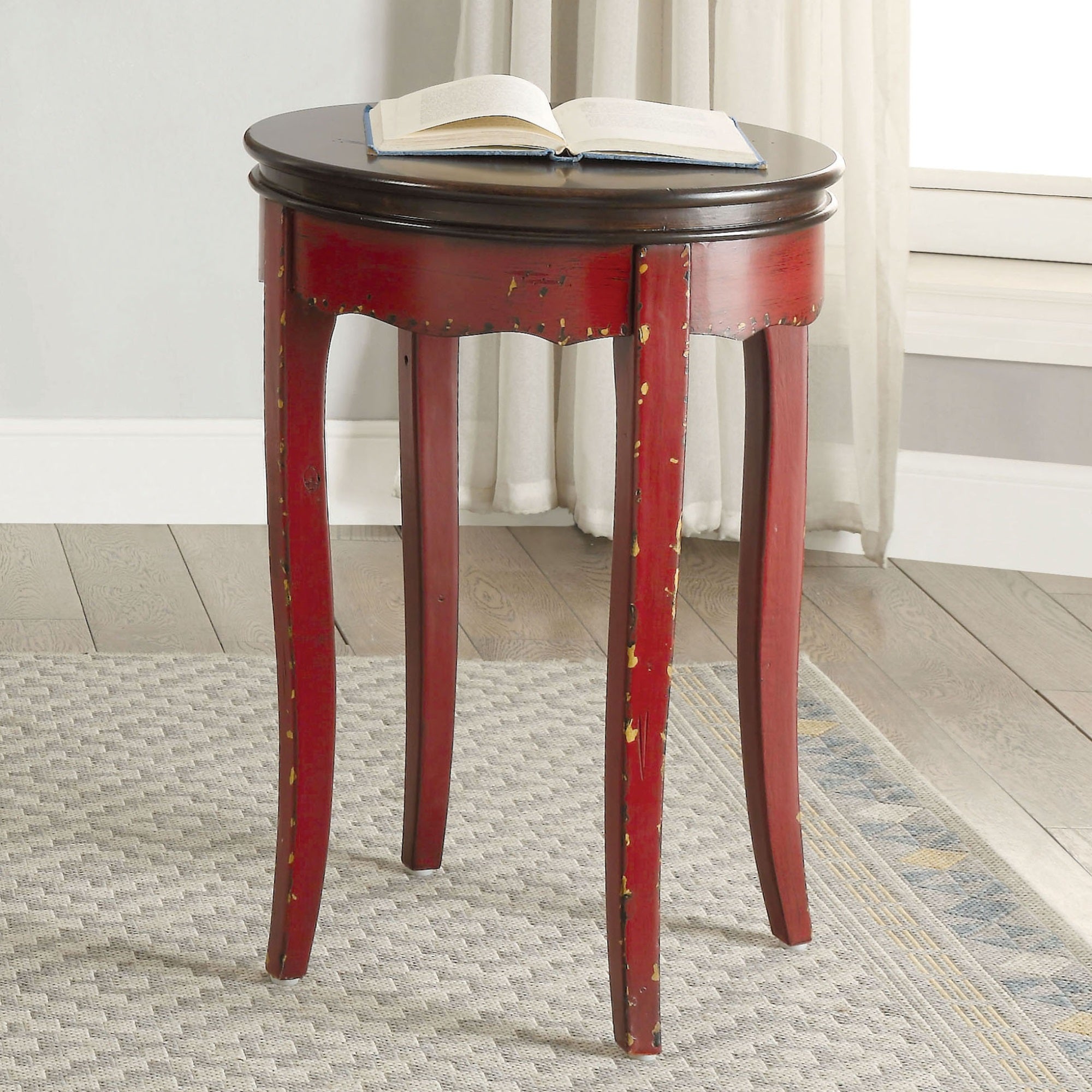 Soreida Round Accent Table Vintage Style - Red