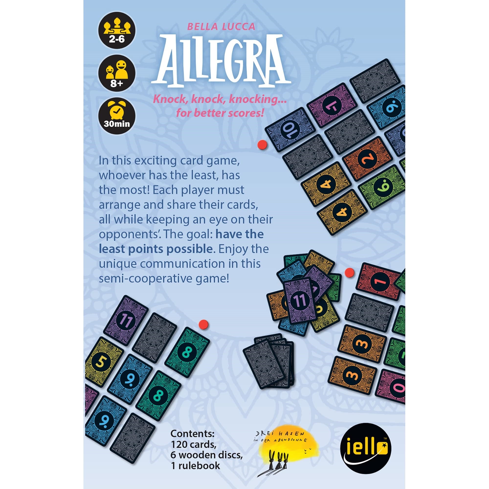 Iello: Allegra - Based On The Card Game Golf, Keep Your Score As Low As Possible, Family Ages 8+, 2-6 Players, 30 Min