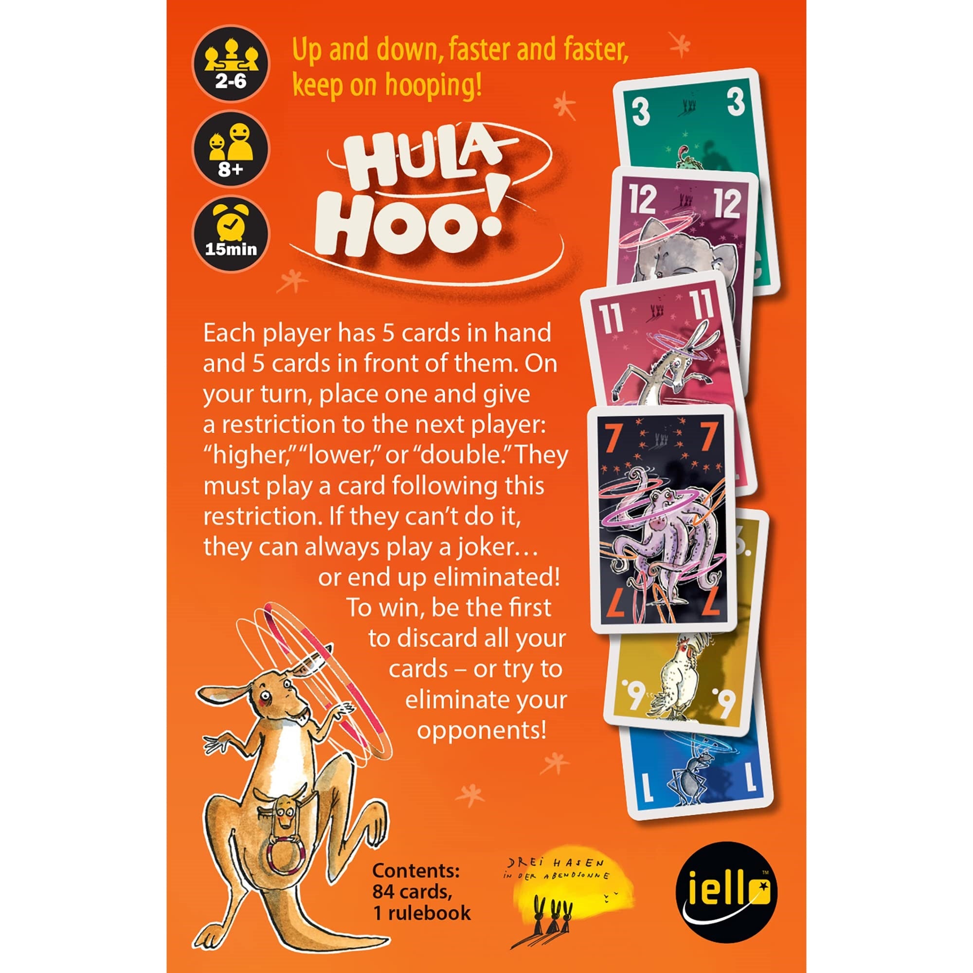 Iello: Hula Hoo - Funny Party Game, Card Discarding, Animal Themed, Easy To Learn, Family Ages 8+, 2-6 Players, 15 Min