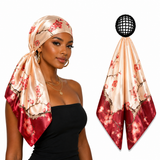 Spring Blossom 2-in-1 Satin Hair Wrap & Attached Hair Net