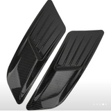 Hood Vent Scoop Covers; Carbon Fiber Style (15-17 Mustang)