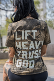 Lift Heavy. Trust God. - Realtree Premium Camo Tee
