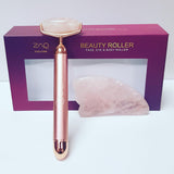 Roll-On Rose Quartz W-Sonic Vibrating Face Roller + Gus Sha Set