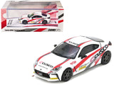Toyota GR86 Tuned by CUSCO RHD (Right Hand Drive) White with Red and Gray Stripes 1/64 Diecast Model Car by Inno Models