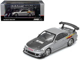 Nissan Top Secret Silvia (S15) RHD (Right Hand Drive) Silver Metallic with Carbon Hood 1/64 Diecast Model Car by Inno Models