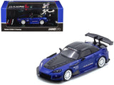 Honda S2000 RHD (Right Hand Drive) Js Racing Blue Metallic with Carbon Hood and Top 1/64 Diecast Model Car by Inno Models