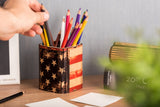 Krea-Wood pen holders colorful, Birch woodAmerican flag