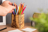 Krea-Wood pen holders colorful, Birch woodEiffel Town