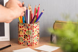 Krea-Wood pen holders colorful, Birch woodOwl