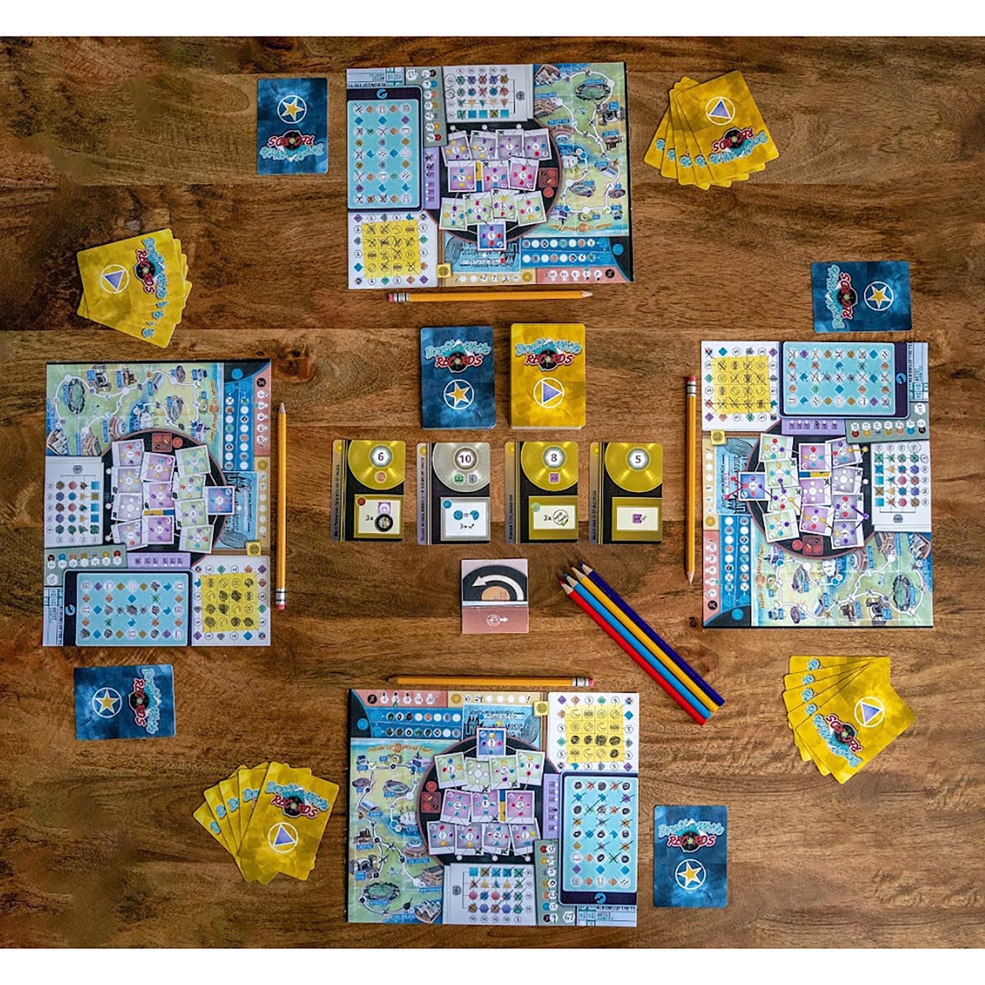 Inside Up Games: Draft & Write Records - Music Board Game, Card Drafting, Draft Your Band, Tour The World, Top The Charts, Age 1