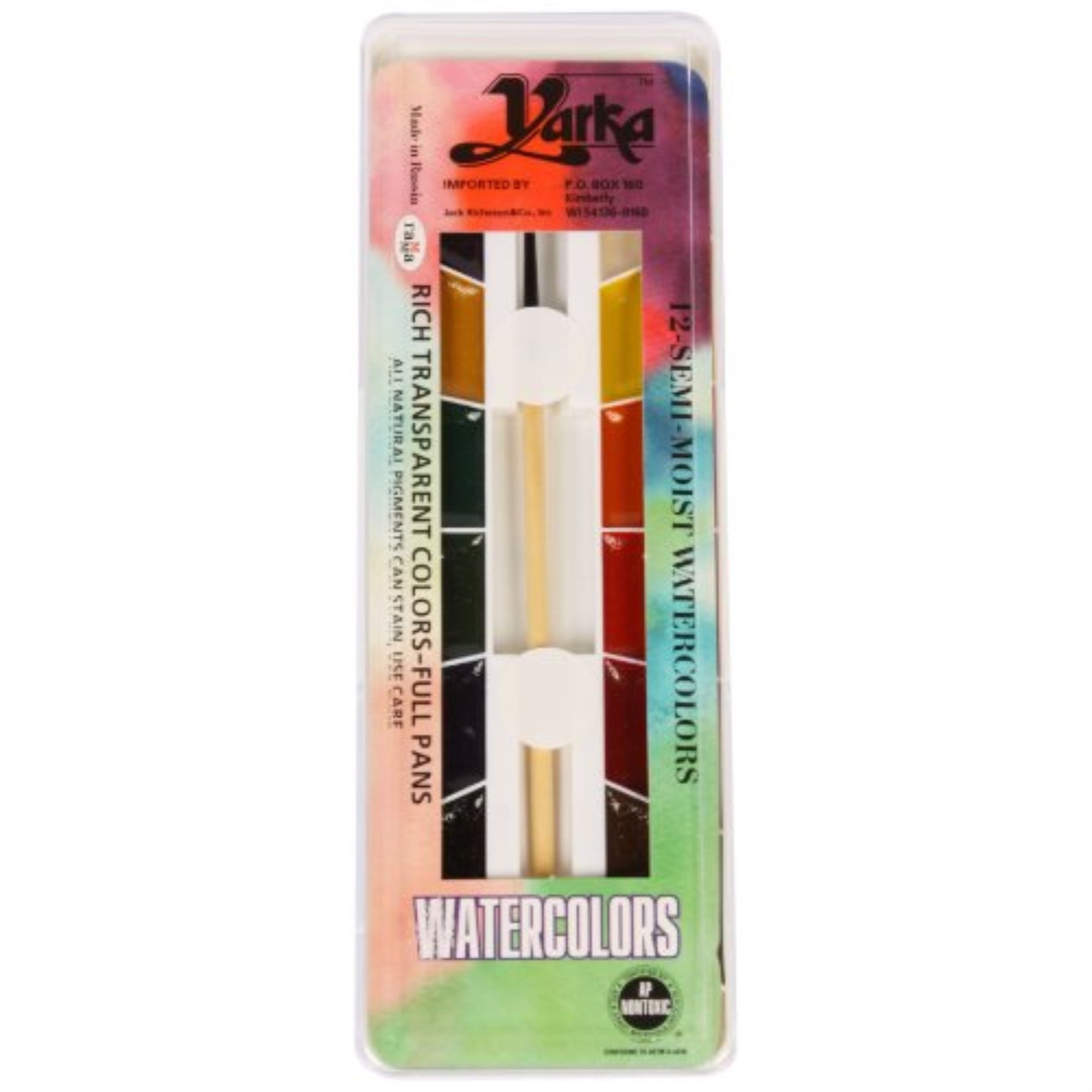 Jack Richeson 38011 Yarka Student Semi Moist Watercolor, Set Of 12