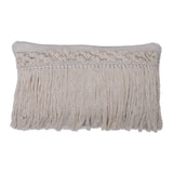 12''X20'' Grey Plaid Fringe Cotton Pillow