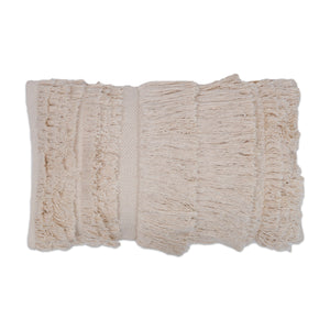 12'' X 20'' Beige Fringe Cotton Pillow