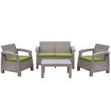 Jeco W00610GFS029 Pontus Grey Conversation Patio Set with Sage Green Cushion 4 Piece