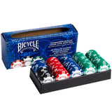 Bicycle 8G 100Count Clay Poker Chips W/Casino Tray Premium 8G Clay-Filled Poker Chips With Casino Tray, 100Count