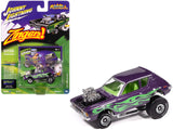1971 AMC Gremlin Passion Purple Metallic with Green Flames and Interior Zingers! Series 1/64 Diecast Model Car by Johnny Light