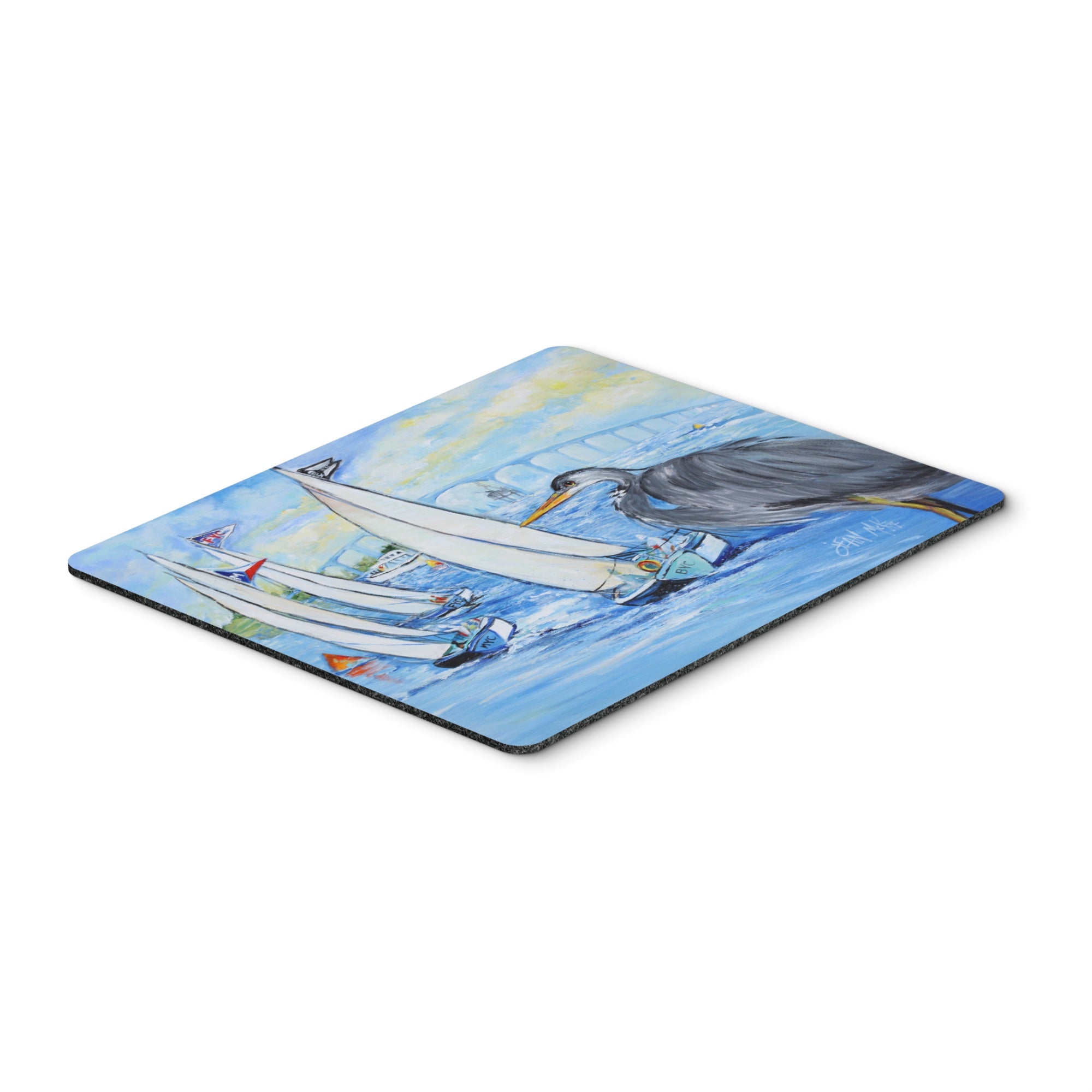 Caroline'S Treasures Blue Heron Sailboats Dog River Bridge Mouse Pad/Hot Pad/Trivet (Jmk1001Mp)