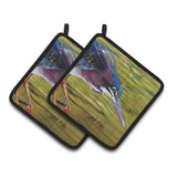 Caroline'S Treasures Green Heron Pair Of Pot Holders Jmk1226Pthd, 7.5Hx7.5W, Multicolor
