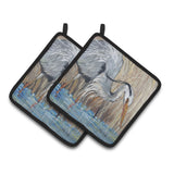 Caroline'S Treasures Blue Heron Pair Of Pot Holders Jmk1228Pthd, 7.5Hx7.5W, Multicolor