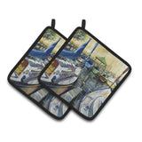 Caroline'S Treasures Seven Boats Sailboats Pair Of Pot Holders Jmk1231Pthd, 7.5Hx7.5W, Multicolor