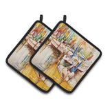 Caroline'S Treasures Pelicans & Sailboats Pair Of Pot Holders Jmk1238Pthd, 7.5Hx7.5W, Multicolor