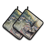 Caroline'S Treasures Black Sails Sailboats Pair Of Pot Holders Jmk1246Pthd, 7.5Hx7.5W, Multicolor