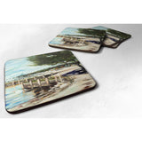 Caroline'S Treasures Jmk1273Fc At The Pier Sailboats Foam Coaster (Set Of 4), 3.5 H X 3.5 W, Multicolor