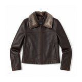 Sadie Women's Brown Leather Jacket with Faux Fur Collar