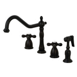 Kingston Brass Kb1790Axbs 8-Inch Widespread Kitchen Faucet With Brass Sprayer, Matte Black