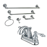 Kingston Brass Kbk5611Al 4 In. Bathroom Faucet With 5-Piece Bathroom Hardware Combo, Polished Chrome