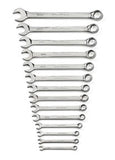 14 Pc. Full Polish Combination Non-Ratcheting Wrench Set,6-19Mm Metric