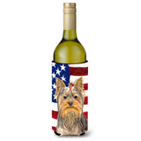 Usa American Flag With Yorkie / Yorkshire Terrier Wine Bottle Beverage Insulator Hugger Kj1156Literk