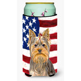 Usa American Flag With Yorkie / Yorkshire Terrier Tall Boy Beverage Insulator Hugger Kj1156Tbc