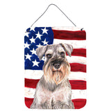 Caroline'S Treasures Kj1158Ds1216 Usa American Flag With Schnauzer Wall Or Door Hanging Prints, 16 X 12