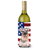Usa American Flag With Schnauzer Wine Bottle Beverage Insulator Hugger Kj1158Literk