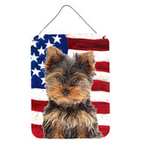 Caroline'S Treasures Usa American Flag With Yorkie Puppy/Yorkshire Terrier Wall Or Door Hanging Prints, 16 X 12