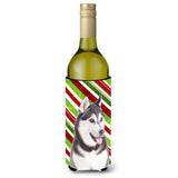 Candy Cane Holiday Christmas Alaskan Malamute Wine Bottle Beverage Insulator Hugger Kj1168Literk