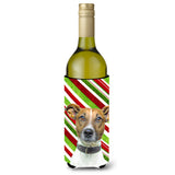 Candy Cane Holiday Christmas Jack Russell Terrier Wine Bottle Beverage Insulator Hugger Kj1169Literk