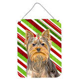 Caroline'S Treasures Candy Cane Holiday Christmas Yorkie/Yorkshire Terrier Wall Or Door Hanging Prints, 16 X 12