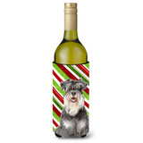Candy Cane Holiday Christmas Schnauzer Wine Bottle Beverage Insulator Hugger Kj1171Literk