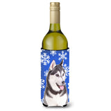 Winter Snowflakes Holiday Alaskan Malamute Wine Bottle Beverage Insulator Hugger Kj1175Literk