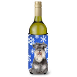 Winter Snowflakes Holiday Schnauzer Wine Bottle Beverage Insulator Hugger Kj1178Literk