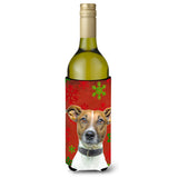 Red Snowflakes Holiday Christmas Jack Russell Terrier Wine Bottle Beverage Insulator Hugger Kj1183Literk