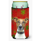 Red Snowflakes Holiday Christmas Jack Russell Terrier Tall Boy Beverage Insulator Hugger Kj1183Tbc