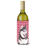 Hearts Love And Valentine'S Day Alaskan Malamute Wine Bottle Beverage Insulator Hugger Kj1189Literk